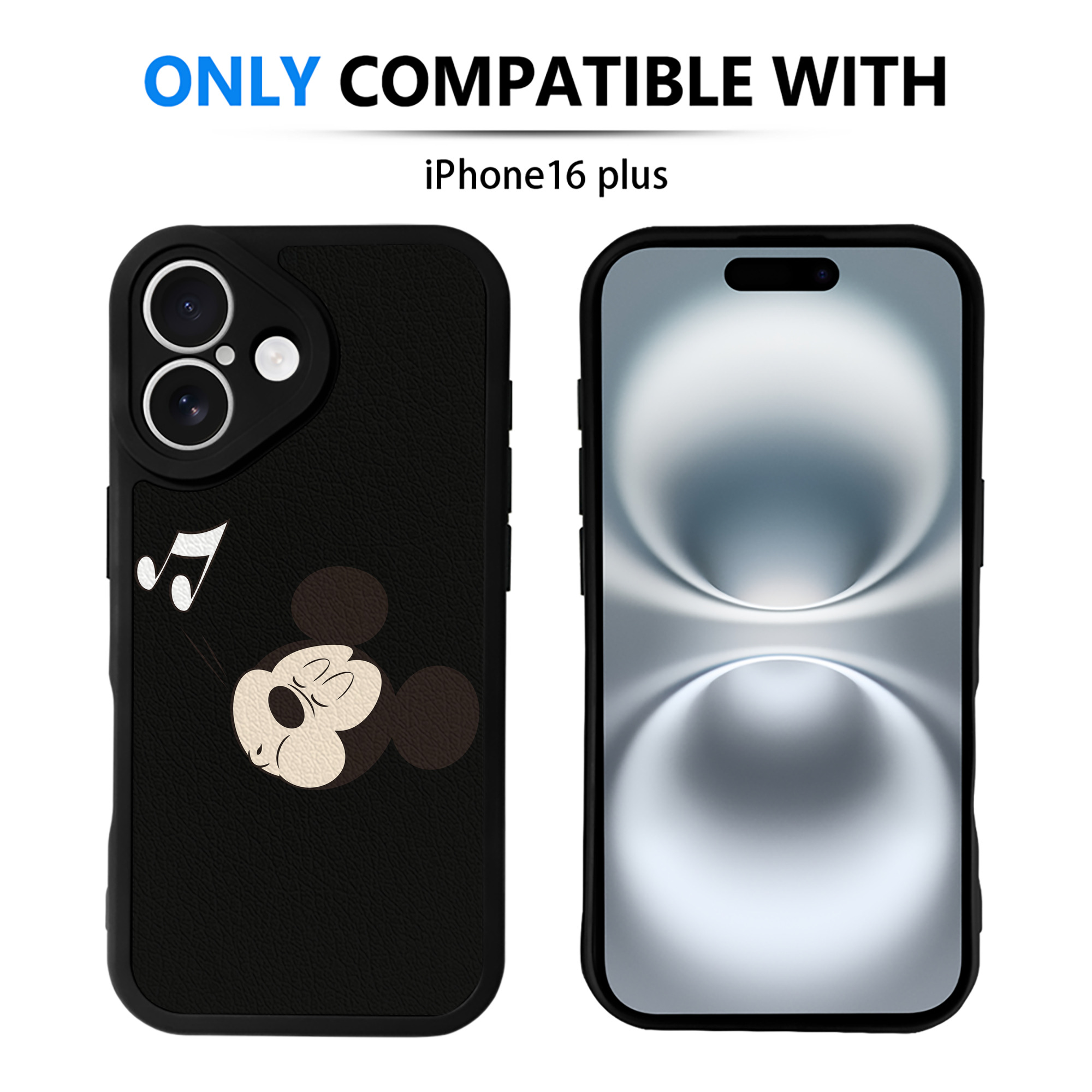 （画像用） ミッキーマウス Mickey Mouse 【iPhone 16シリーズ対応】シリコンスマホケース（レザー調） 材質：シリコン